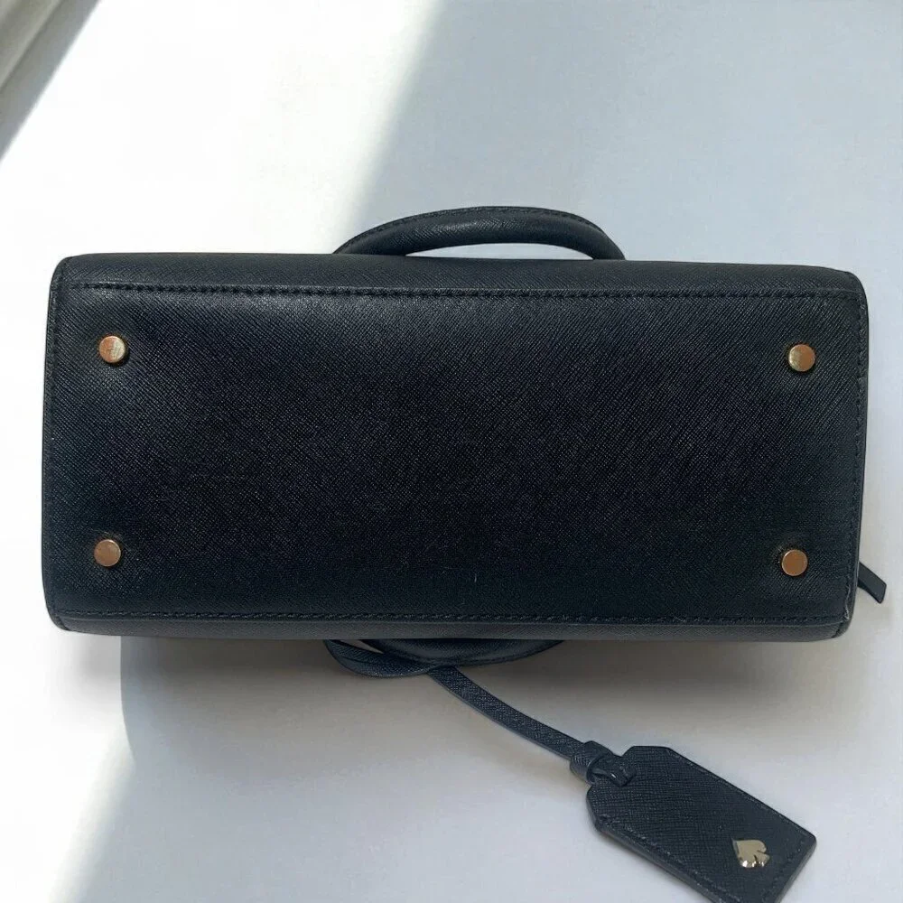 Kate Spade New York Reiley Dome Satchel Black Saffiano Leather Gold Hardware